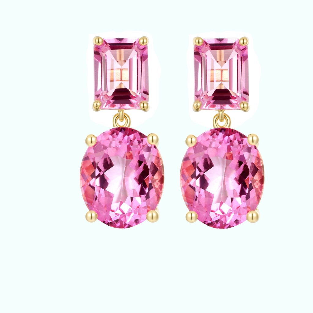 Pink Sapphire and Coated Pink Topaz 14K Gold-Filled Hand Wire-Wrapped Dangle Gem Drop outlets Earrings